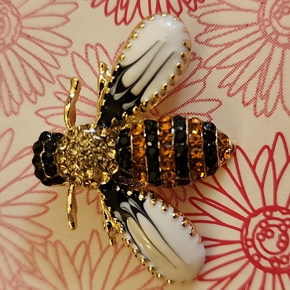 Elegant Gold and Black Bee Brooch